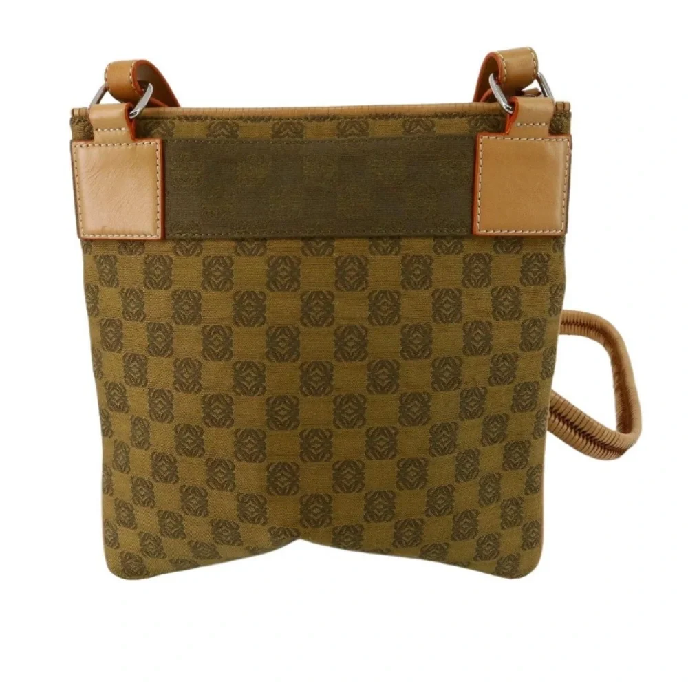 Authentic Loewe Brown & Tan LOGO Patterned Crossbody Bag